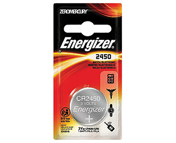 CR2450 Lithium Battery Coin Style 3 Volt Energizer 1 pk.