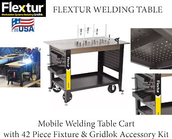 Flextur Mobile Welding Table Cart with 42 piece Fixture & Gridlok Accessory Kit